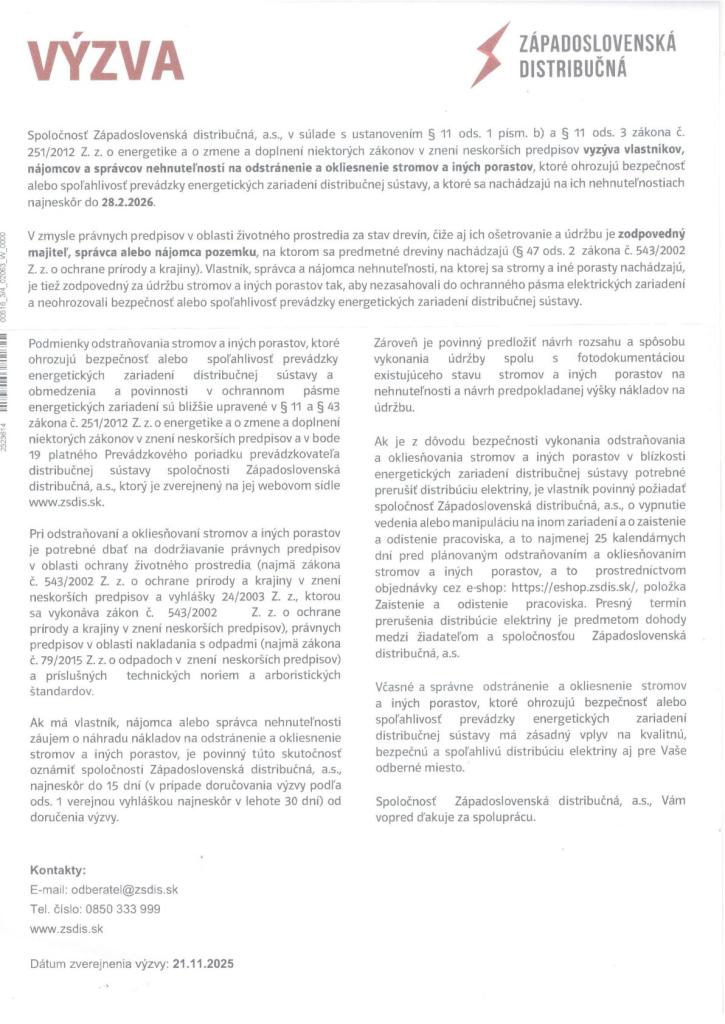 Výzva - Západoslovenská distribučná a.s.