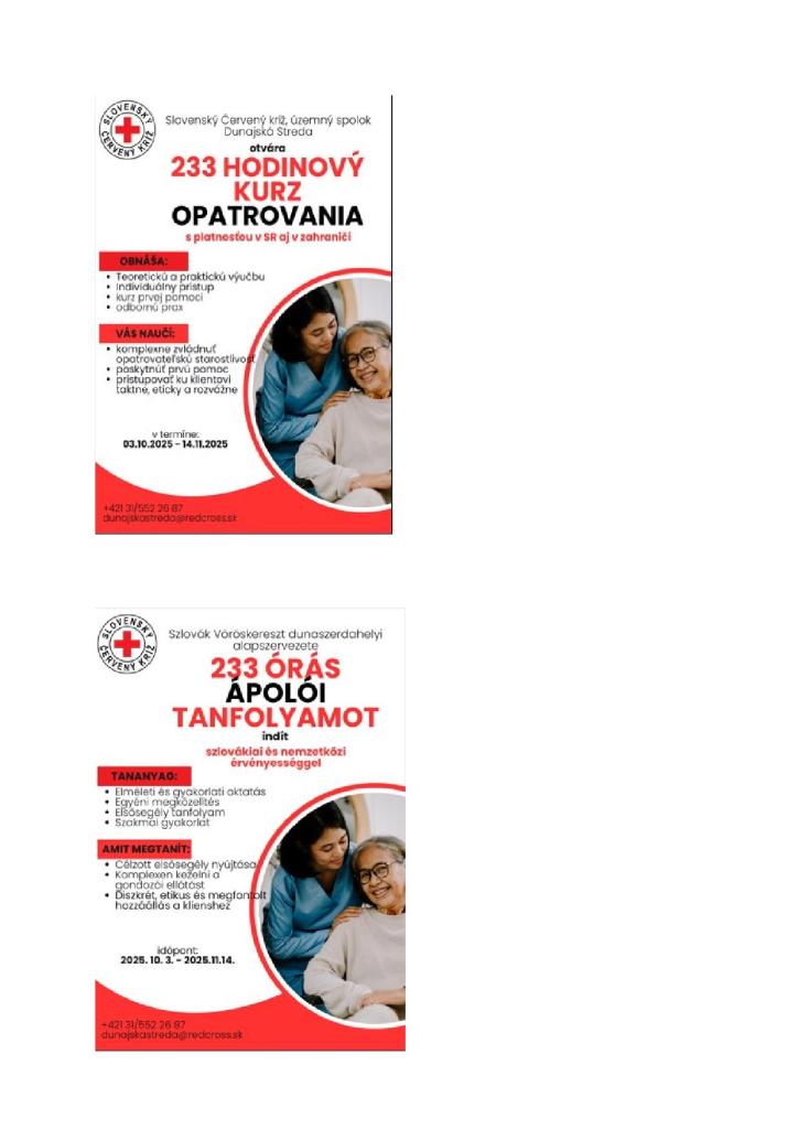 Kurz opatrovania - SČK Dun.Streda
