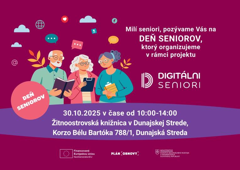 Pozvánka - Deň Seniorov v Dunajskej Strede, 30.10.2025