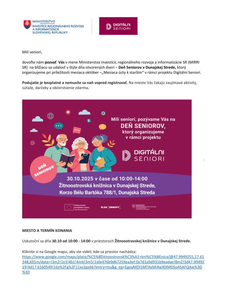 Deň Seniorov - Dunajská Streda, 30.10.2025